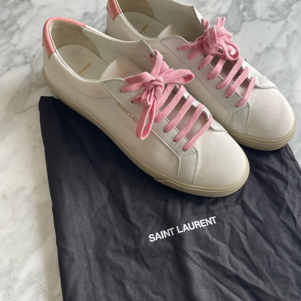 Saint Laurent Men’s White and Pink Sneakers, size 42 (9) - Picture 7 of 11